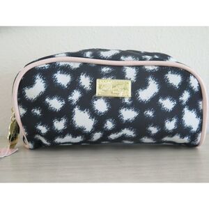 LUV BETSEY JOHNSON LBREESE Black White Leopard Cosmetic Make Up Case